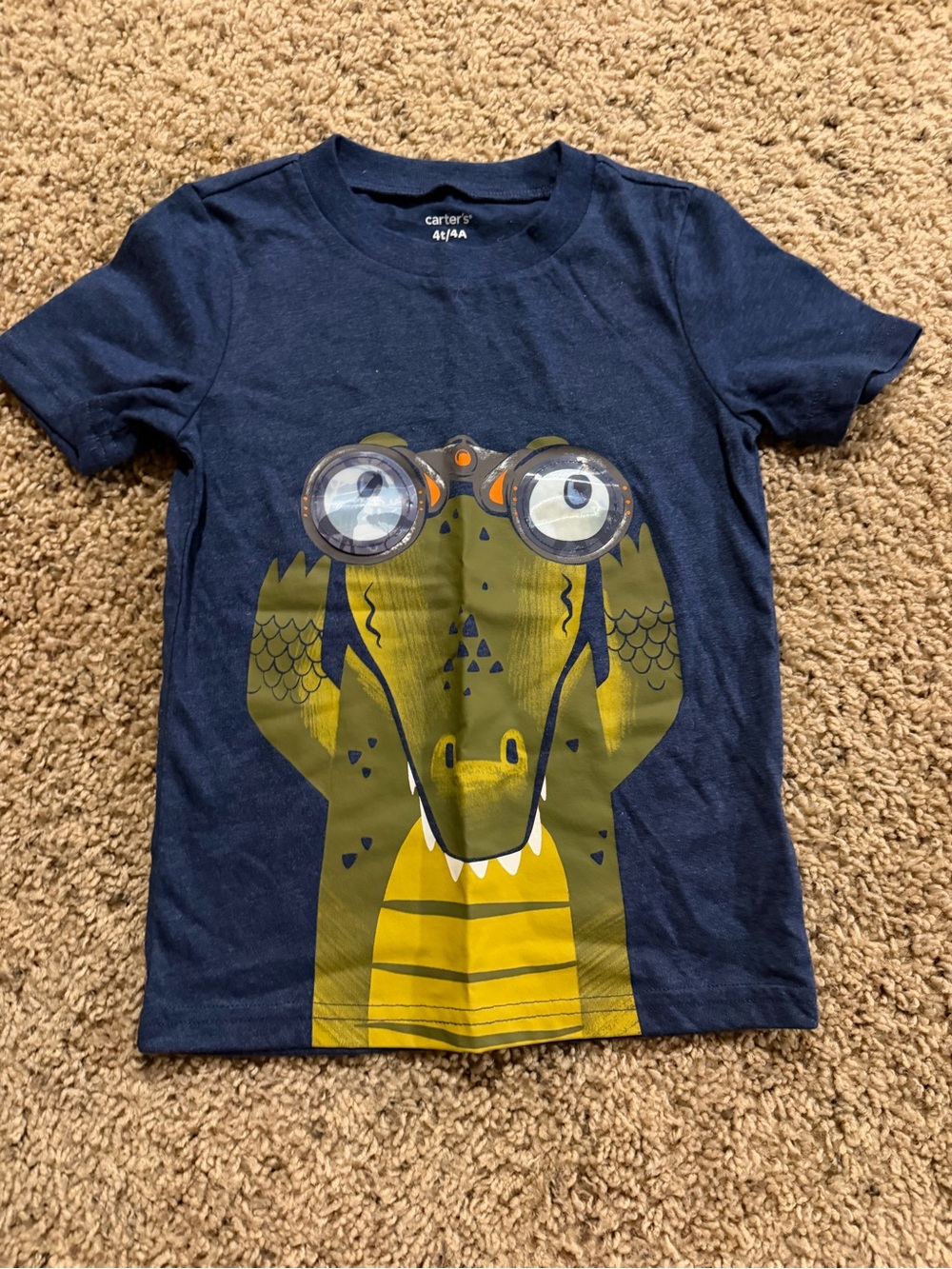 Carter's Navy Blue Tee with Yellow & Olive Alligator Graphic